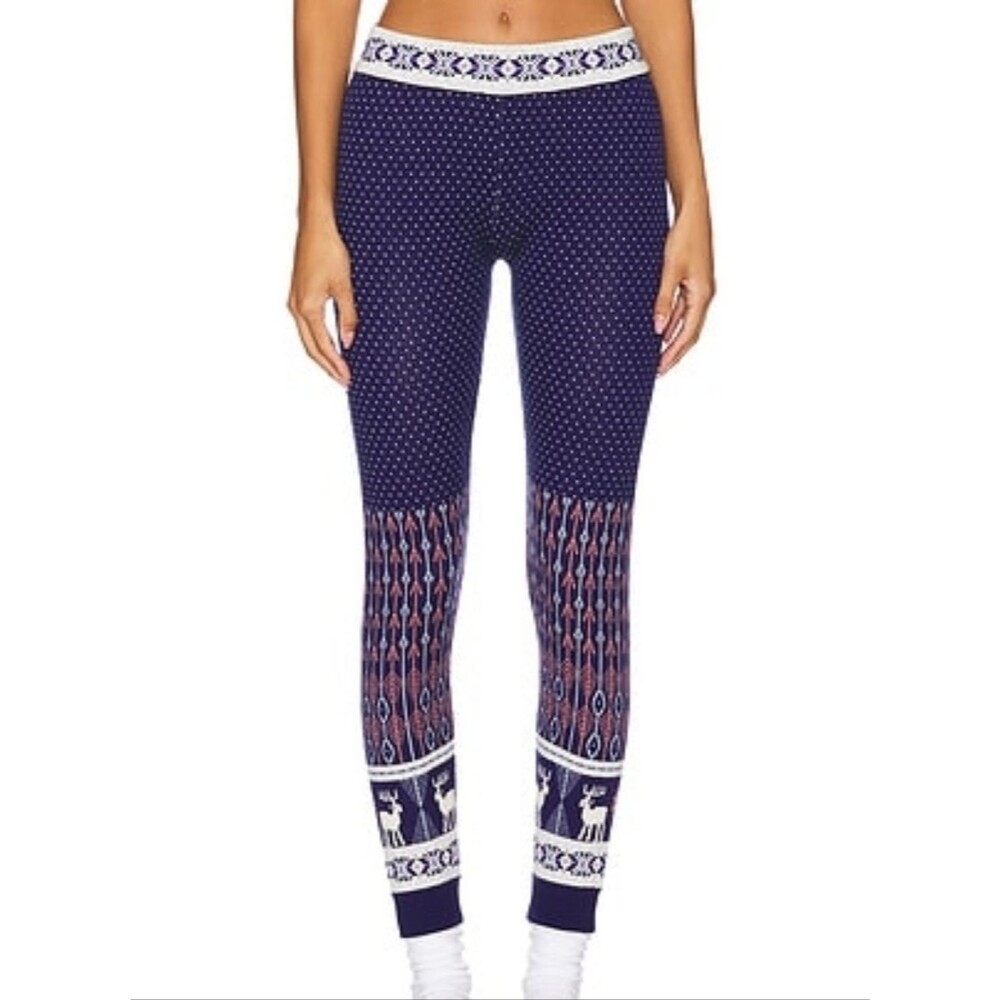 NEW! Free People Festive Navy Blue Leggings- Size Large